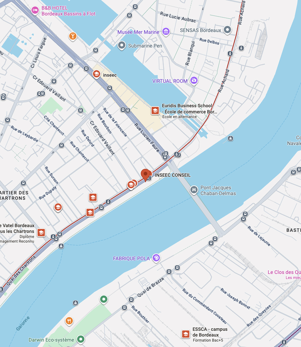 How to get to the Bordeaux campus of INSEEC business school by public transport