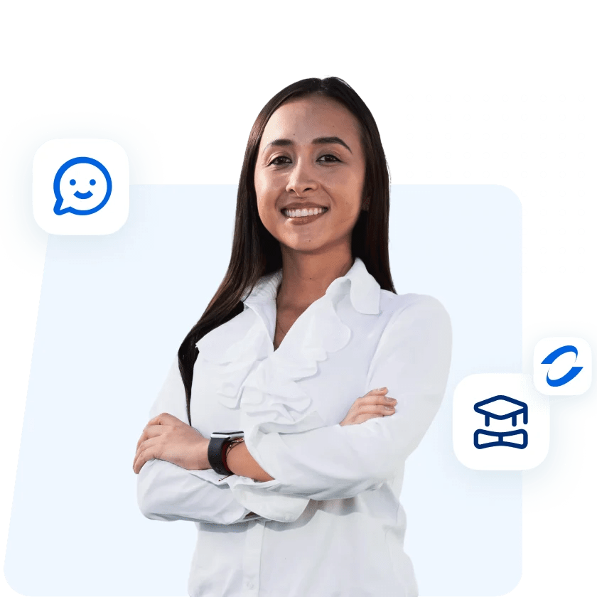 INSEEC MSc student in shirt proud of her studies at INSEEC business school