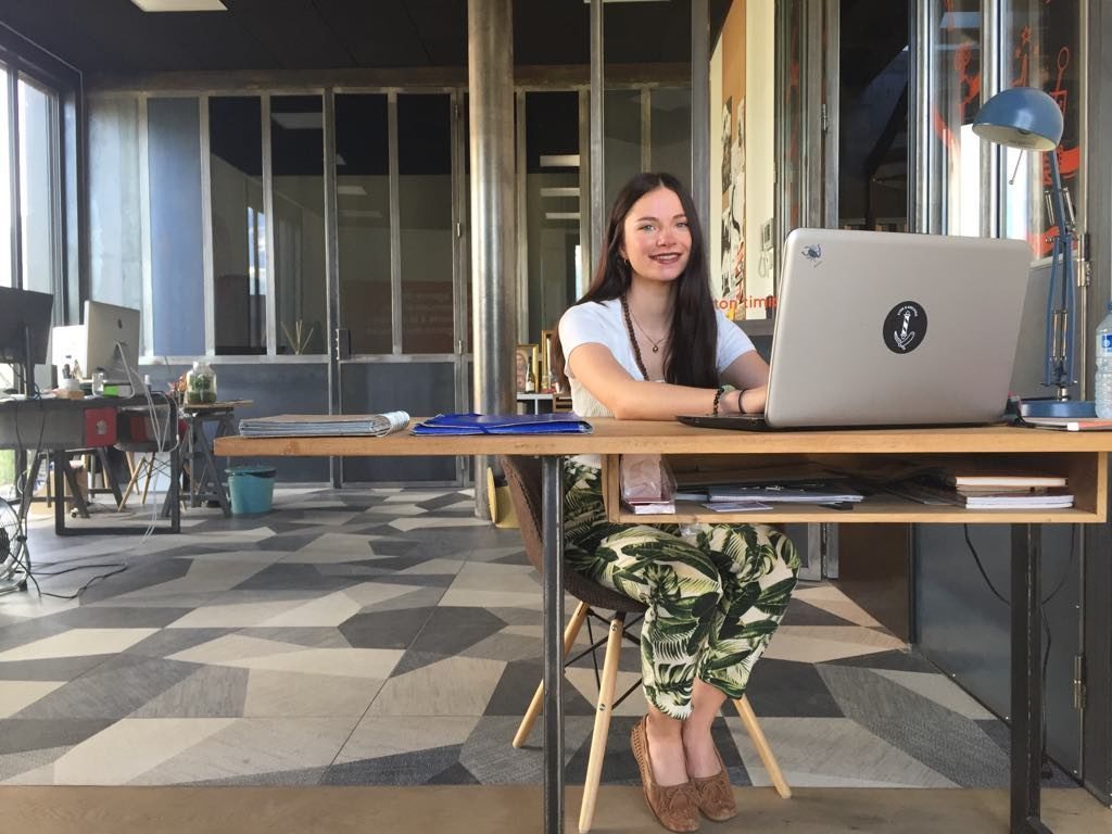 luxury student working on her computer