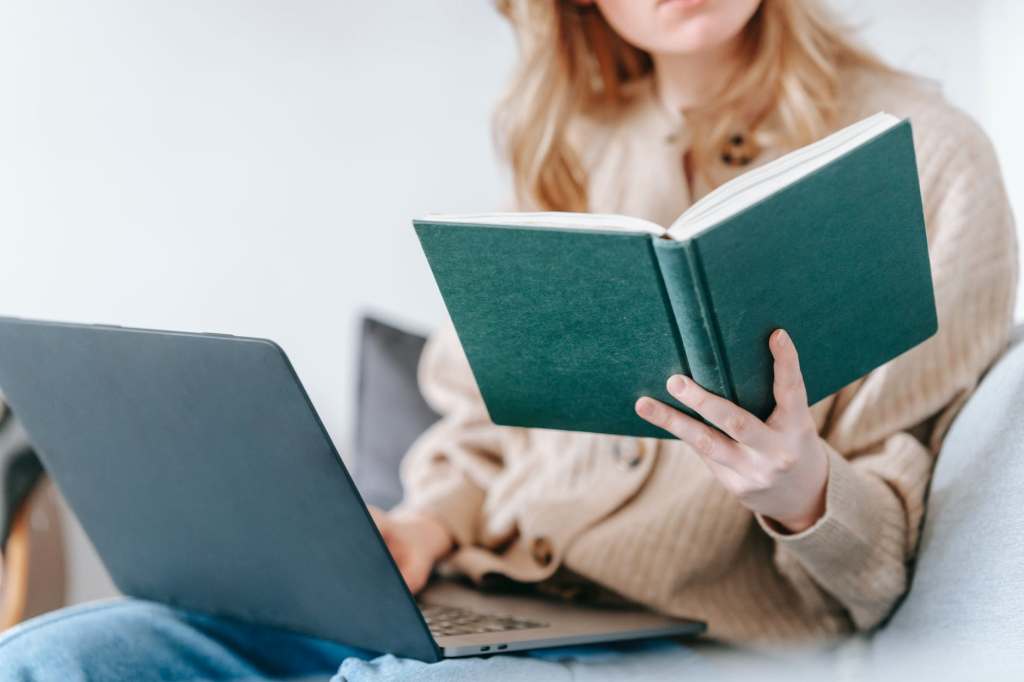 student reading a book  