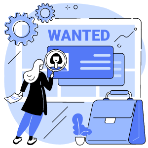 Icon avec écrit wanted pour la recherche d'alternance